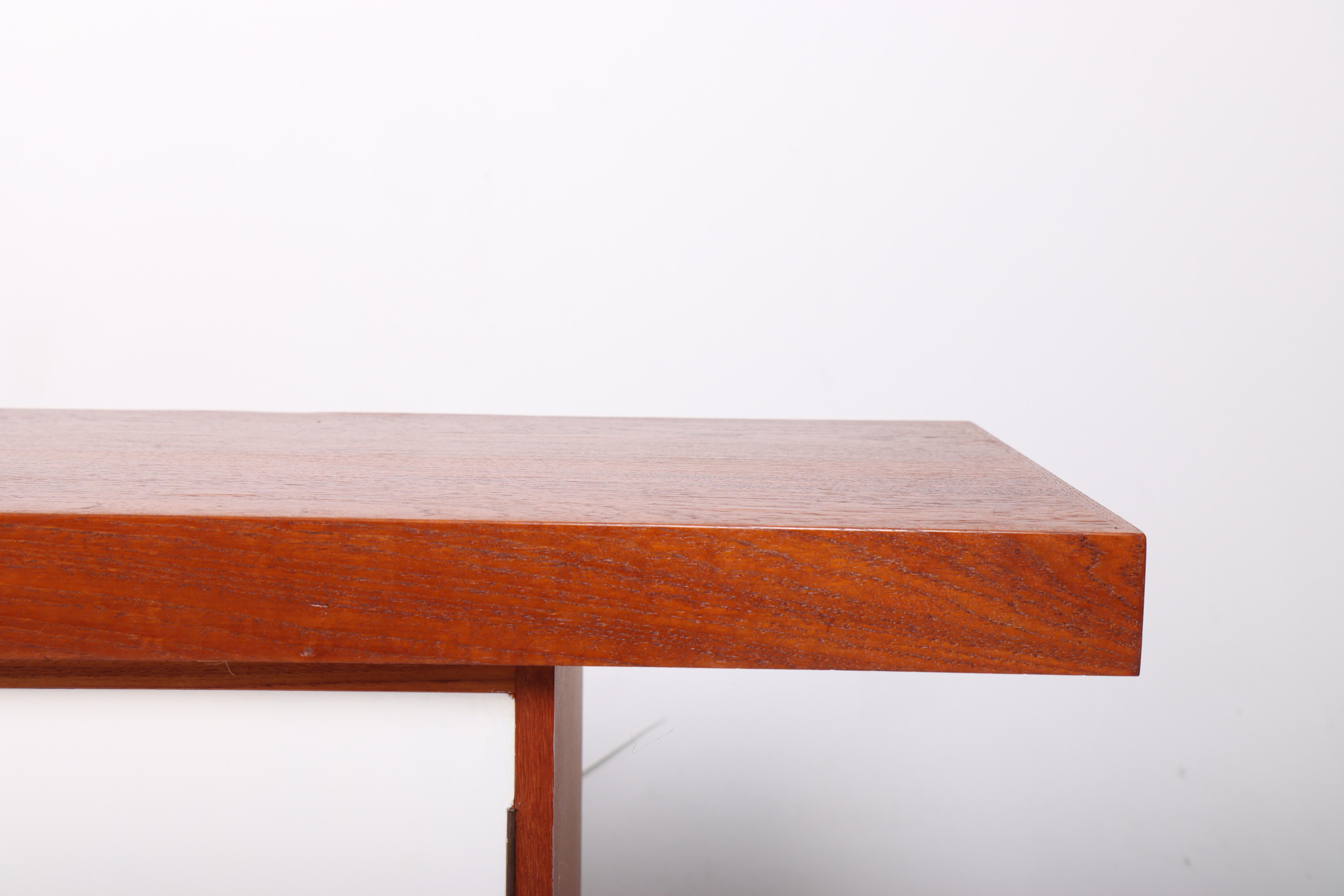 Scandinavian Modern Rare Midcentury Wall-Mounted Sideboard in Teak with Colored Panels