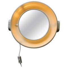Espejo retroiluminado de pared o de mesa, muy poco común, de mediados de siglo, marca Allstar, Alemania, década de los 70