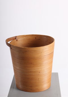 Rare Midcentury Waste Bin in Bamboo, by Lauritz Lønborg, Made in Denmark, 1950s