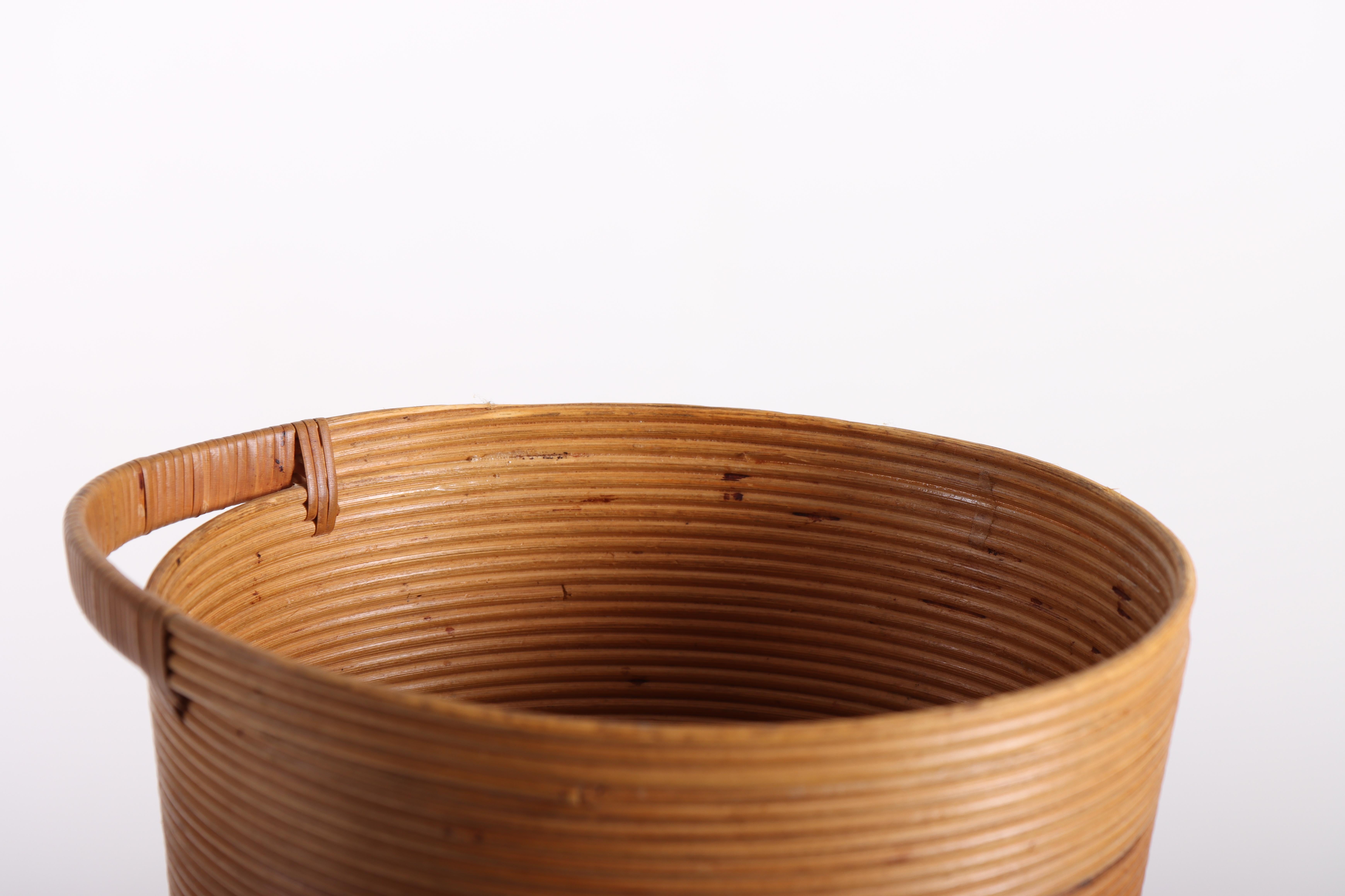 Mid-Century Modern Rare Midcentury Waste Bin in Bamboo, by Lauritz Lønborg, Made in Denmark, 1950s For Sale