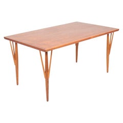 Rare Midcentury Work Table in Teak and Oak by Hans Wegner, 1950s