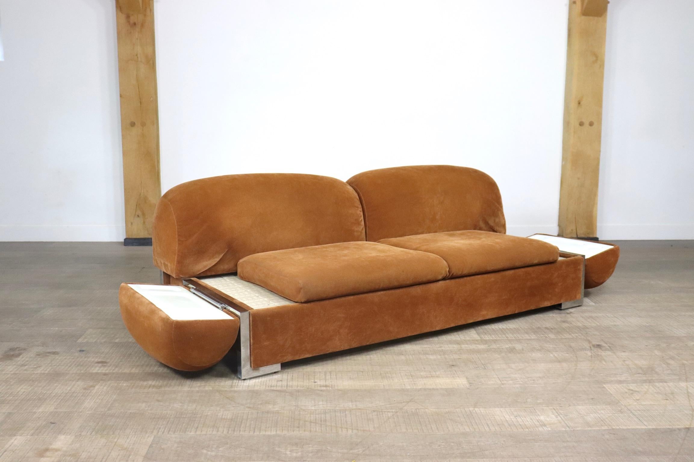 Rare Midcentury Zanotta Convertible Sofa, Italy 1970s 1