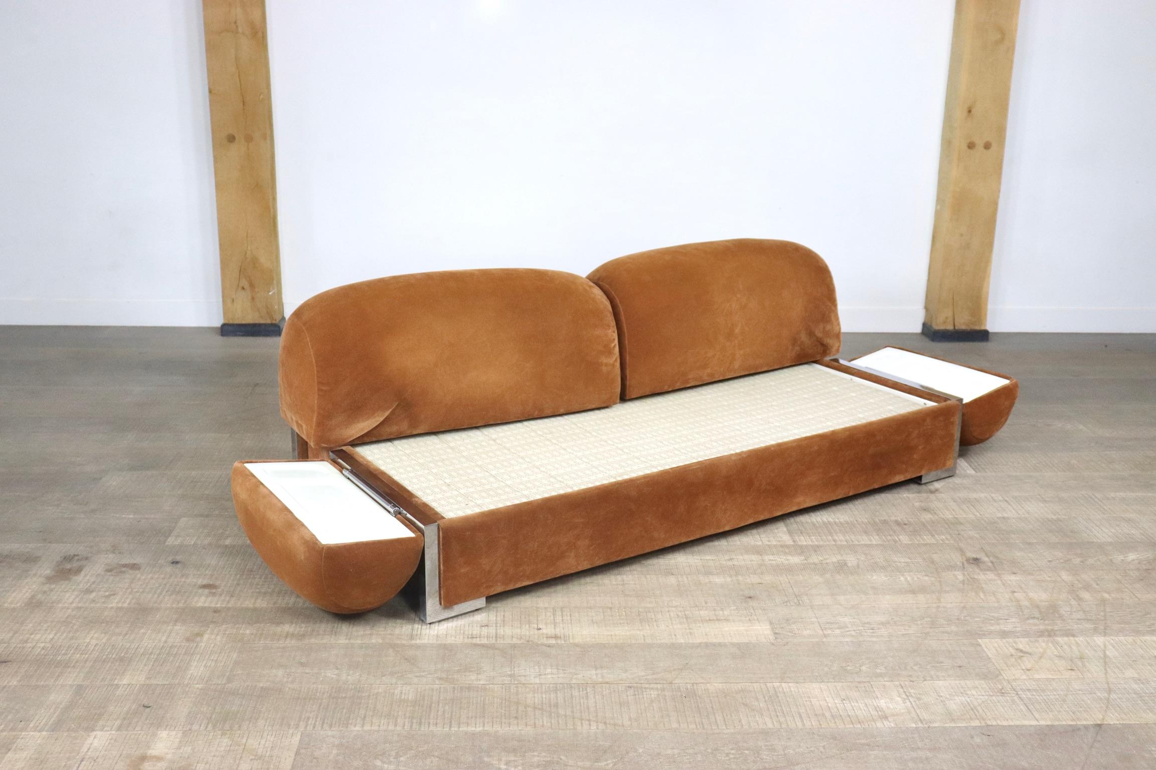 Rare Midcentury Zanotta Convertible Sofa, Italy 1970s 2