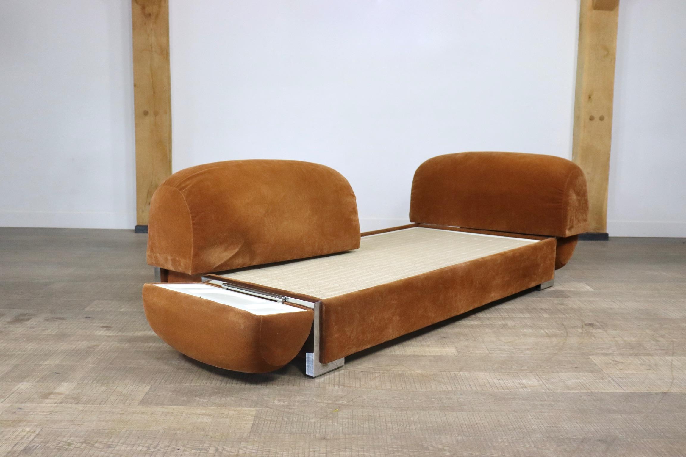 Rare Midcentury Zanotta Convertible Sofa, Italy 1970s 3