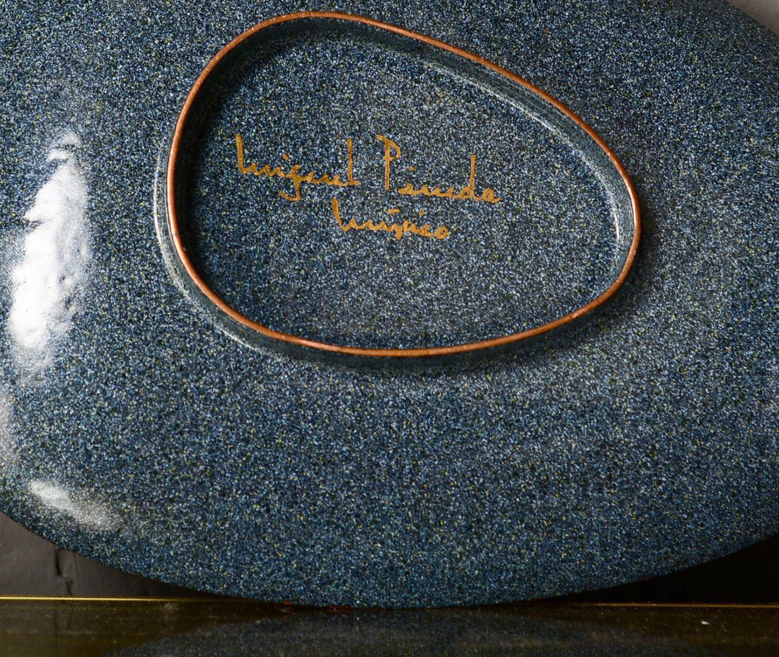 Mid-Century Modern Rare Miguel Pineda Enamel on Copper Oval Dish Mexican Modernism