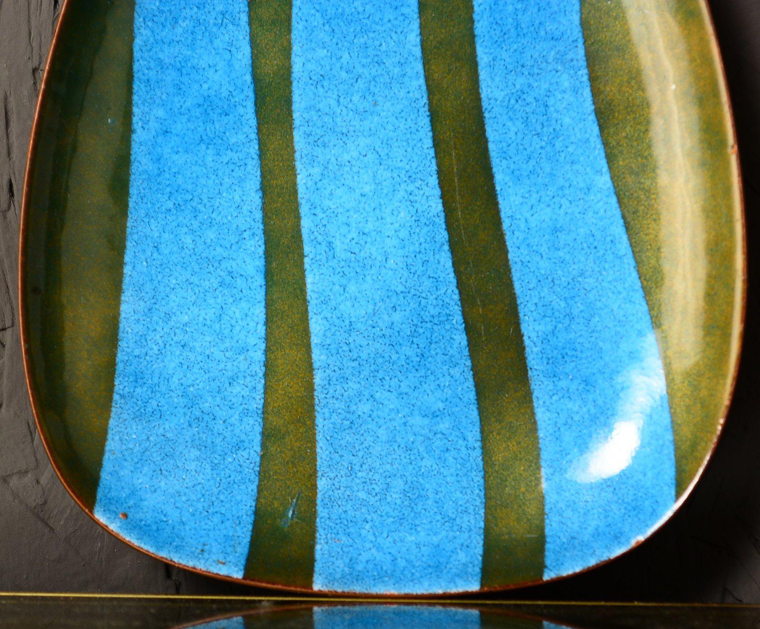 Late 20th Century Rare Miguel Pineda Enamel on Copper Oval Dish Mexican Modernism