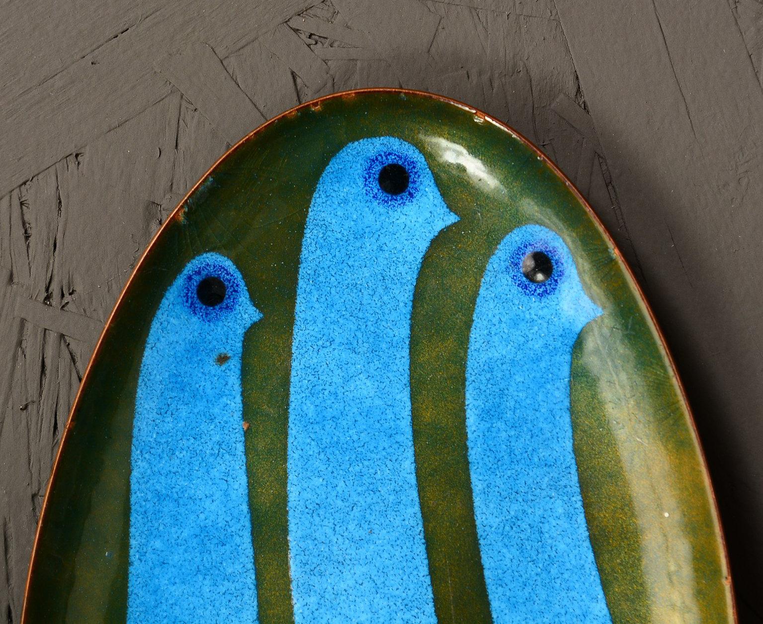 Rare Miguel Pineda Enamel on Copper Oval Dish Mexican Modernism 1