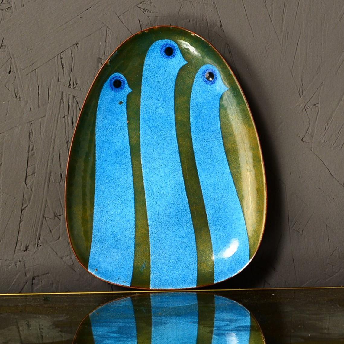 Rare Miguel Pineda Enamel on Copper Oval Dish Mexican Modernism 2