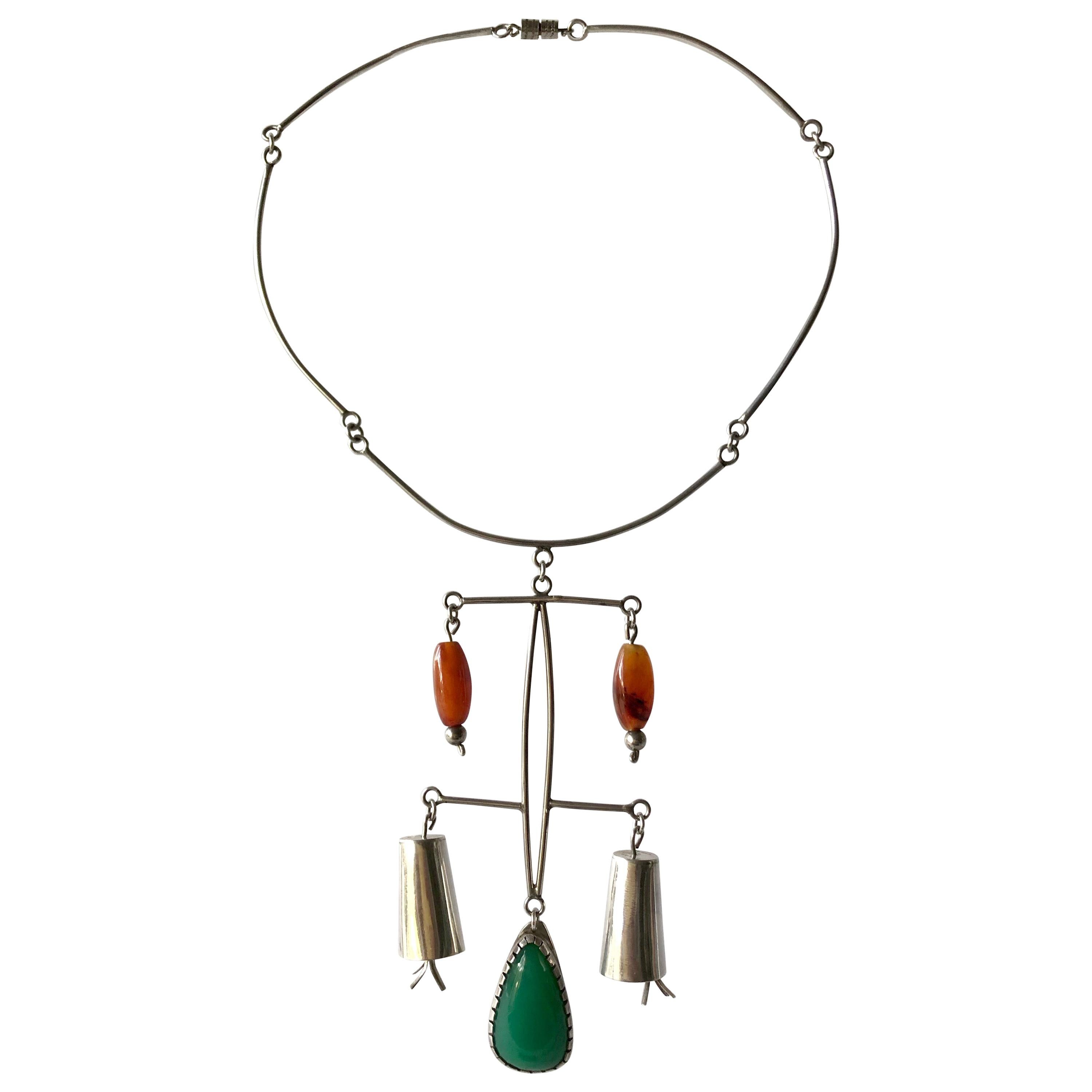 Rare Mildred Ball Sterling Chalcedony Carnelian Mobile Kinetic Bells ...