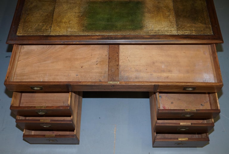 Rare Military Officers Naval Campaign Desk and Chesterfield Chair with