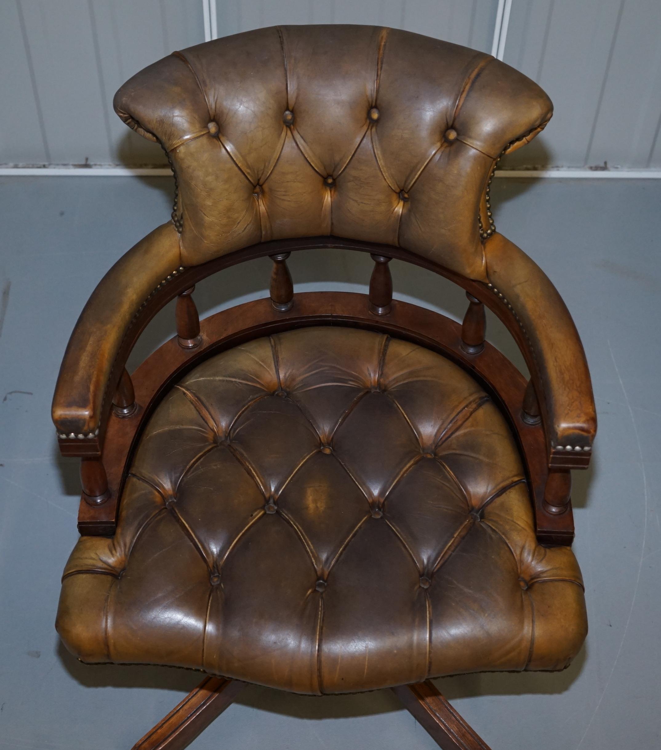 Rare Military Officers Naval Campaign Desk and Chesterfield Chair with Documents 6