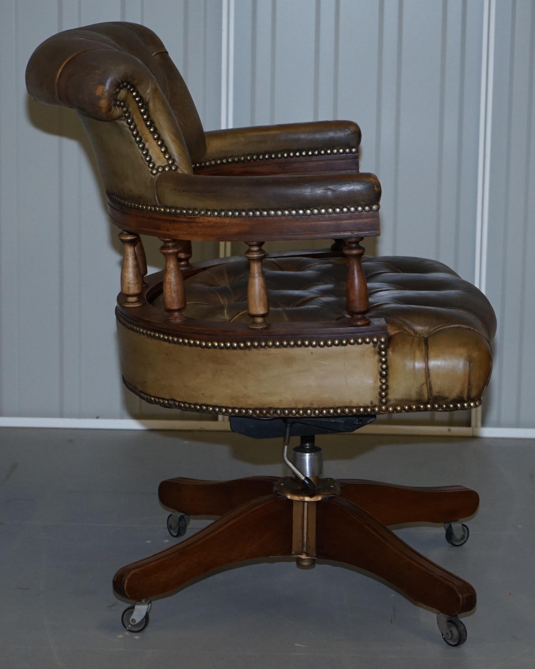Rare Military Officers Naval Campaign Desk and Chesterfield Chair with Documents 8