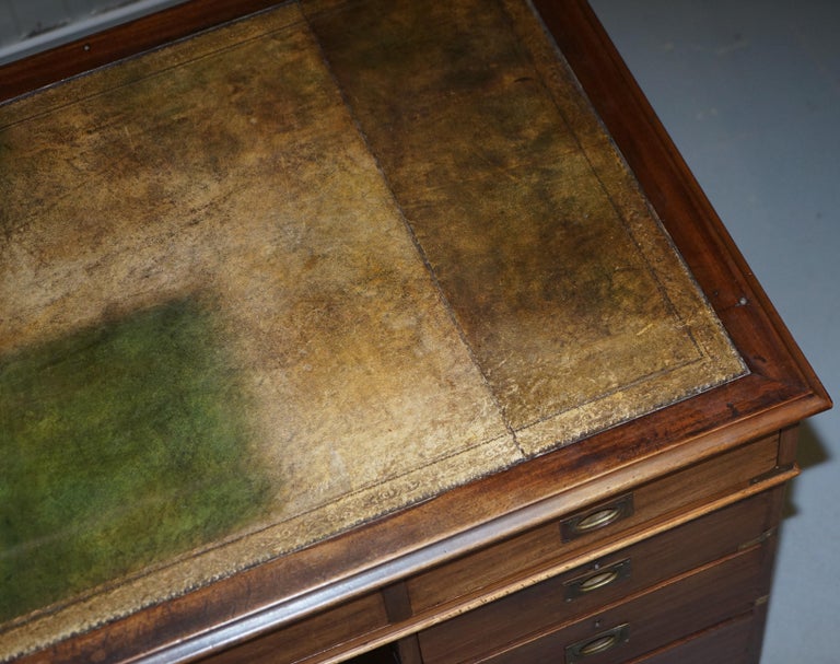 Rare Military Officers Naval Campaign Desk and Chesterfield Chair with