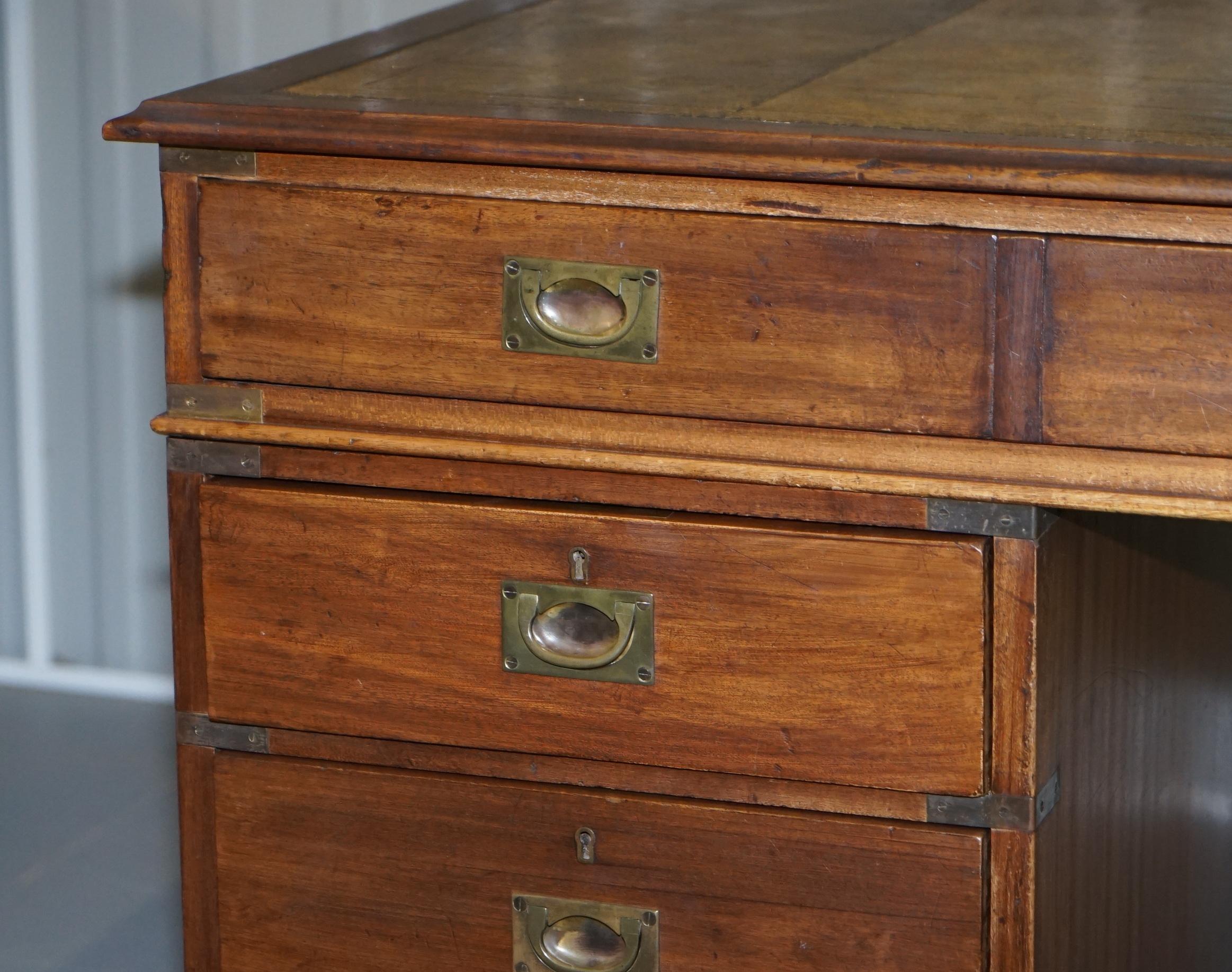 Hand-Crafted Rare Military Officers Naval Campaign Desk and Chesterfield Chair with Documents