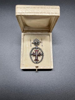 Diamonds and Garnets Cross Templar Military Order of Christ Grand 1600s Brooch