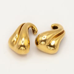 MINAS SPIRIDIS 18K YG Modernist Curved clip on Earrings