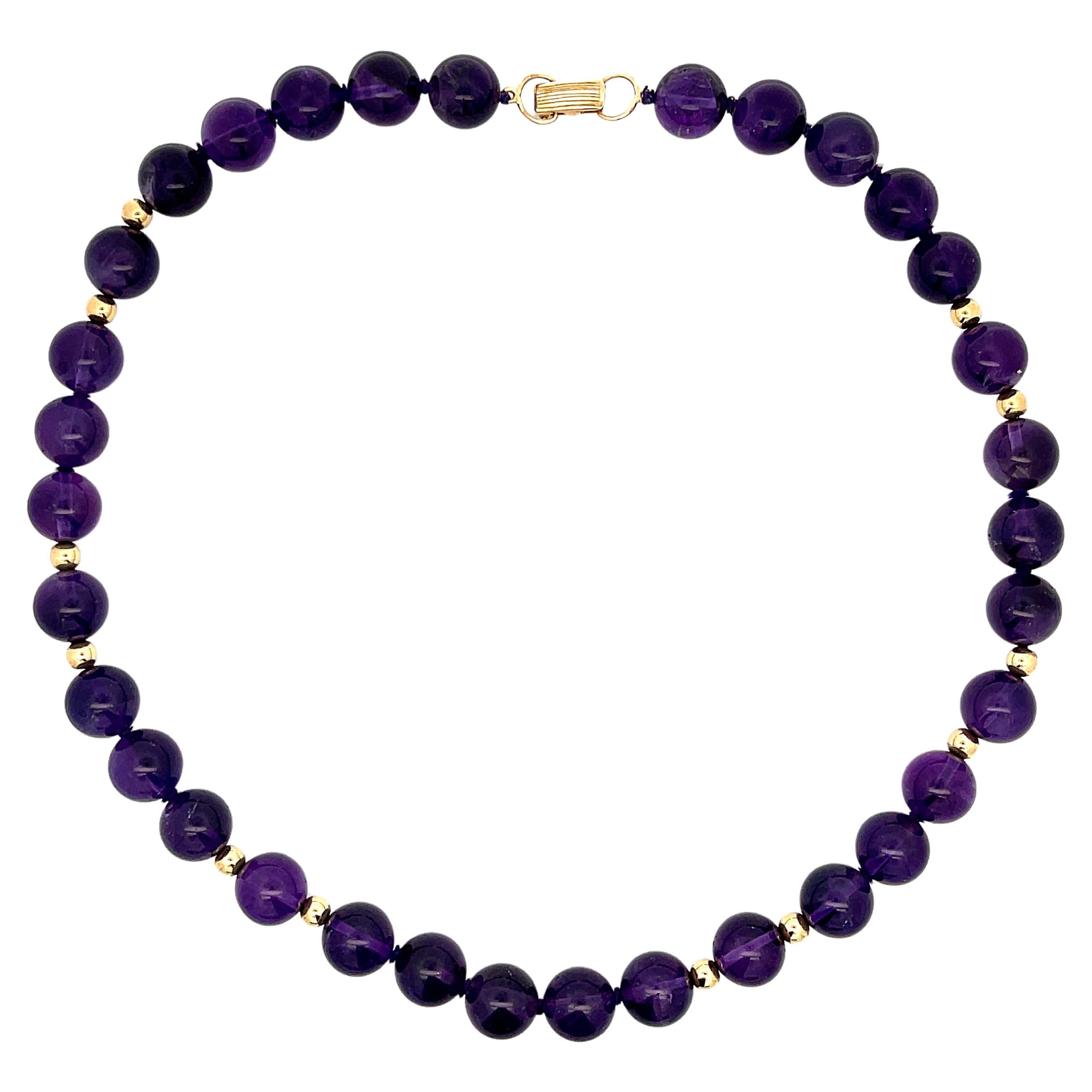 Rare Mings Hawaii Amethyst and Gold Bead Strand Necklace For Sale