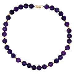 Retro Rare Mings Hawaii Amethyst and Gold Bead Strand Necklace