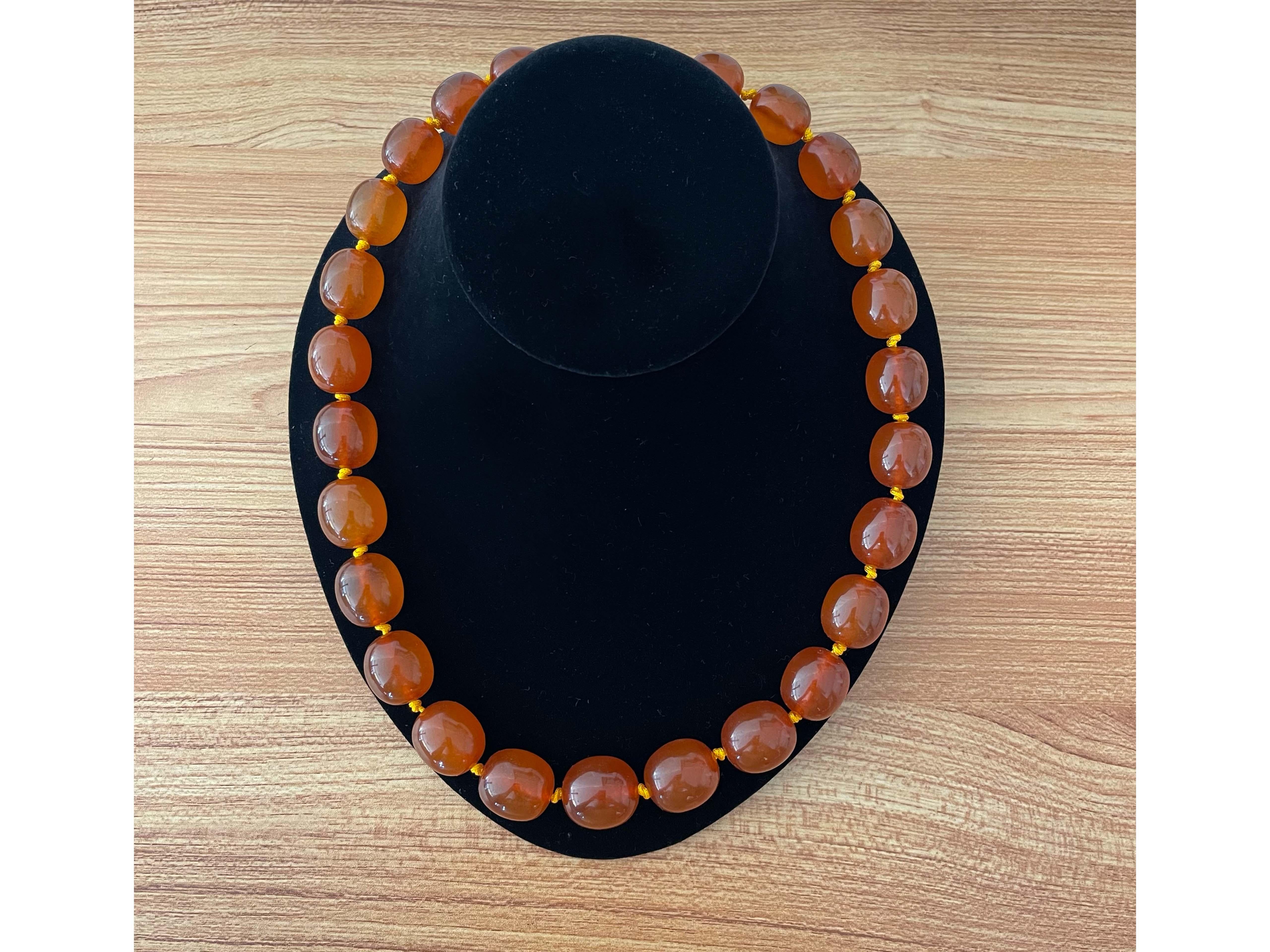 Seltene Mings Hawaii Große Bernstein-Perlenstrang-Halskette 23 (Moderne) im Angebot