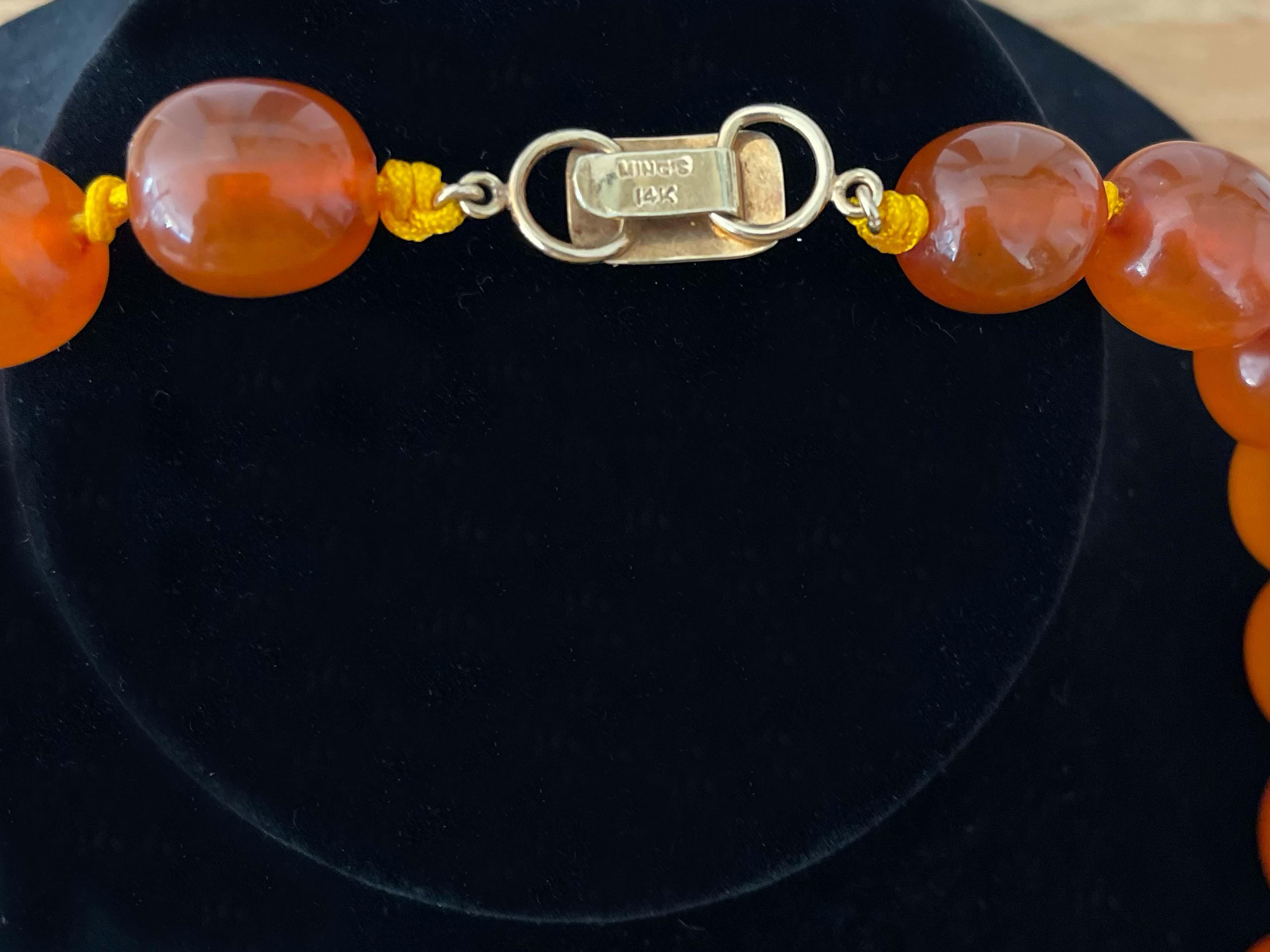Seltene Mings Hawaii Große Bernstein-Perlenstrang-Halskette 23 (Ovalschliff) im Angebot