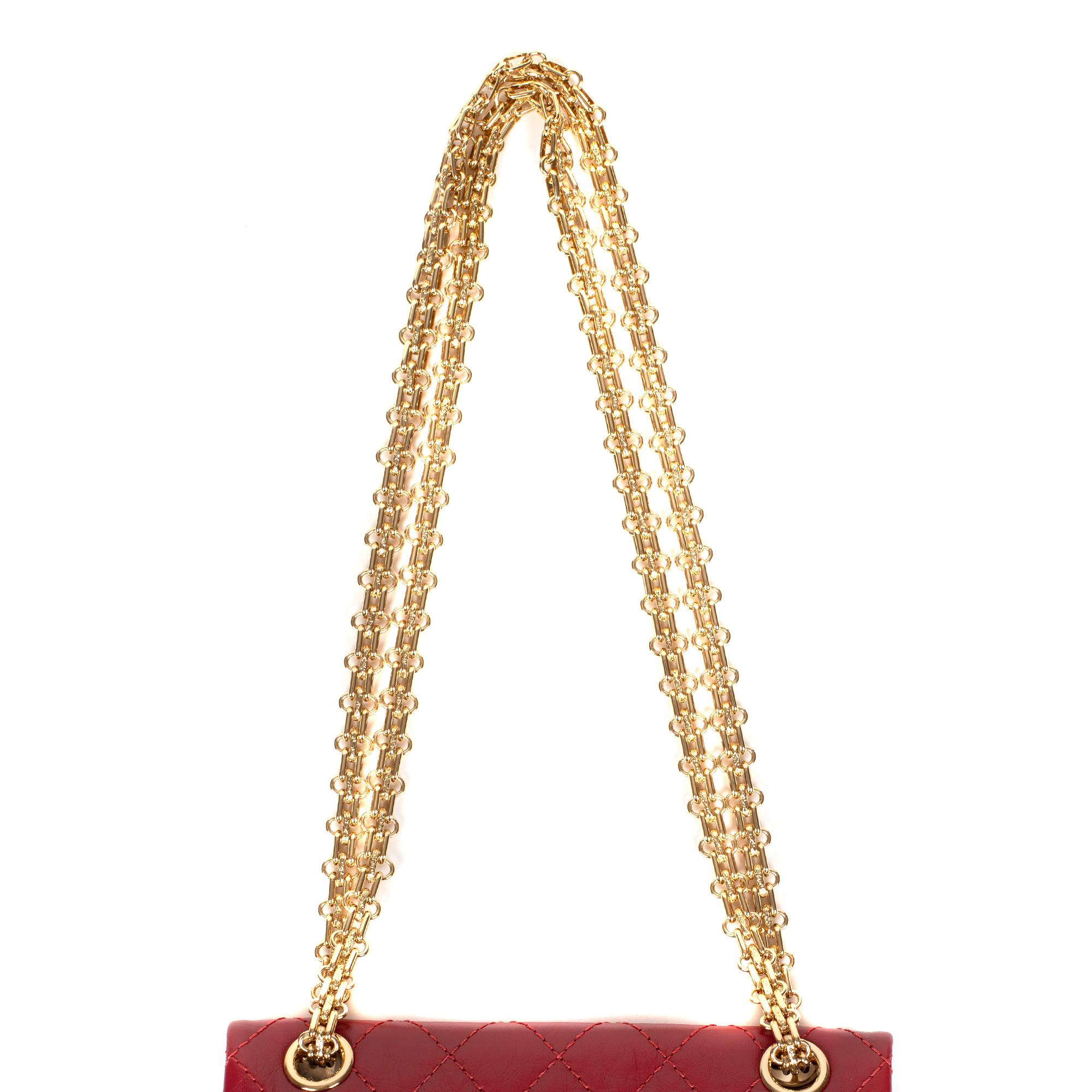 Rare Mini Chanel 2.55 Reissue handbag in red quilted leather, gold hardware 5