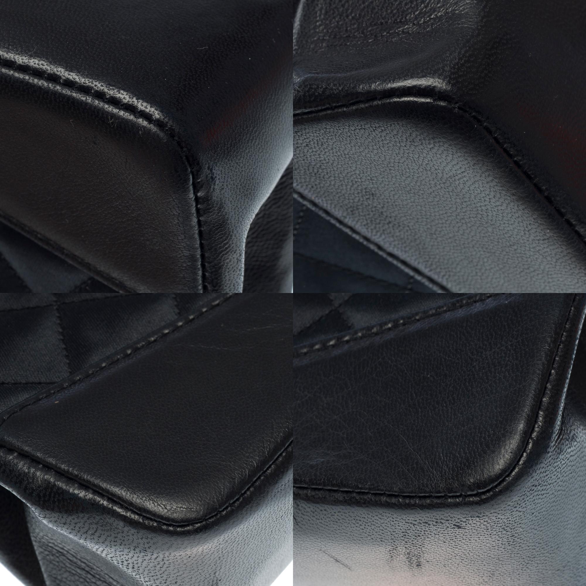 Rare Mini Chanel 31 Tote bag en satin matelassé noir et cuir noir, GHW en vente 6
