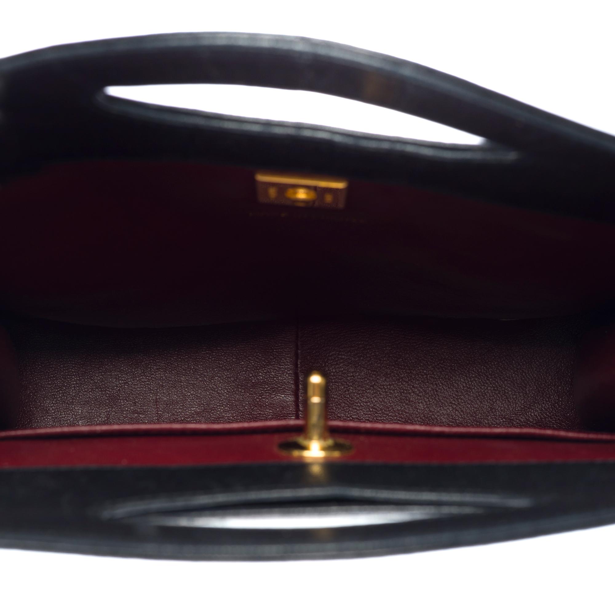 Rare Mini Chanel 31 Tote bag en satin matelassé noir et cuir noir, GHW en vente 3