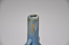 Rare Miniature Antique French Art Pottery Blue Crystalline Glaze by Pierrefonds