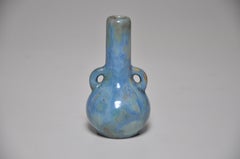 Rare Miniature Antique French Art Pottery Blue Crystalline Glaze by Pierrefonds