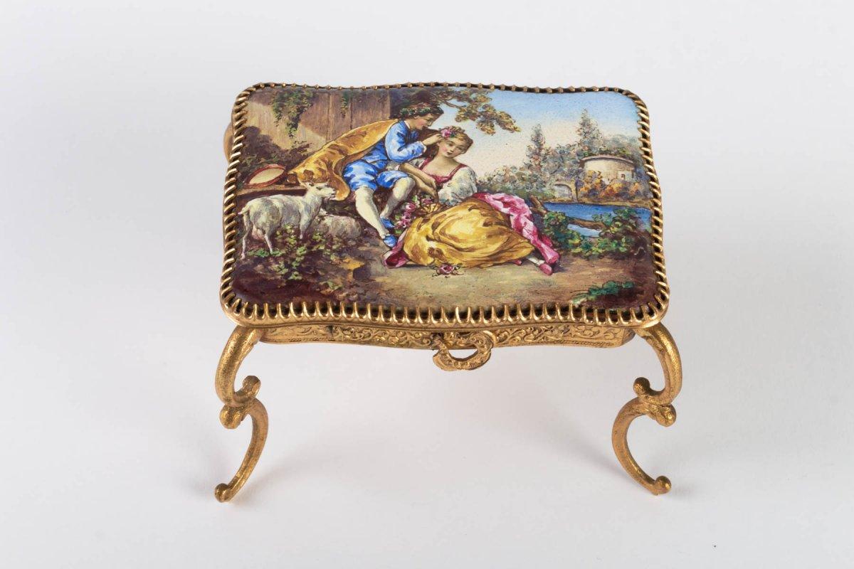 Napoleon III Rare Miniature Gilt Bronze and Enamel Salon