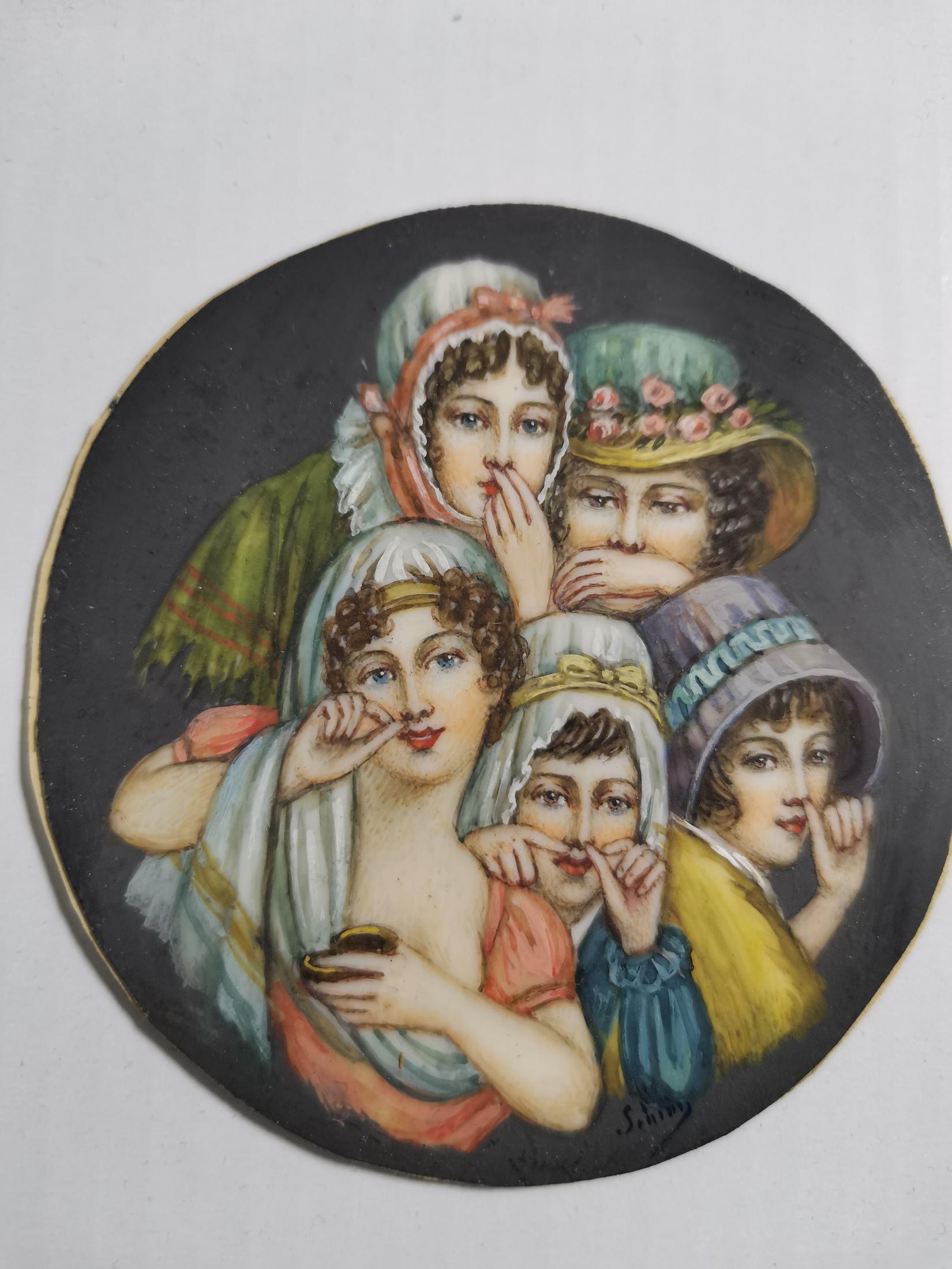 Rare Miniature Girls Sniffing 19th Century In Good Condition In Madrid, ES