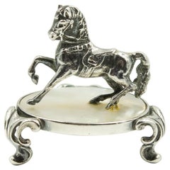 Used Rare Miniature Horse Sterling Silver and Mother of Pearl Sculpture by Watrous