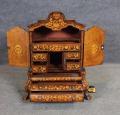 Rare Miniature Inlaid Dutch Marquetry Salesman's Sample or Jewelry Box