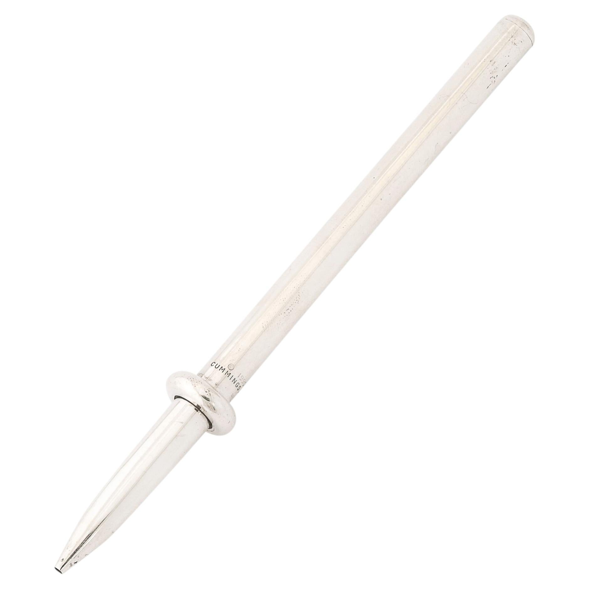 Rare Minimal Sterling Silver Ballpoint Pen, Tiffany & Co signed Angela Cummings