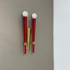 Seltene minimalistische 32cm Messing-Theater-Wandleuchte im Stilnovo-Stil, Italien 1950er Jahre