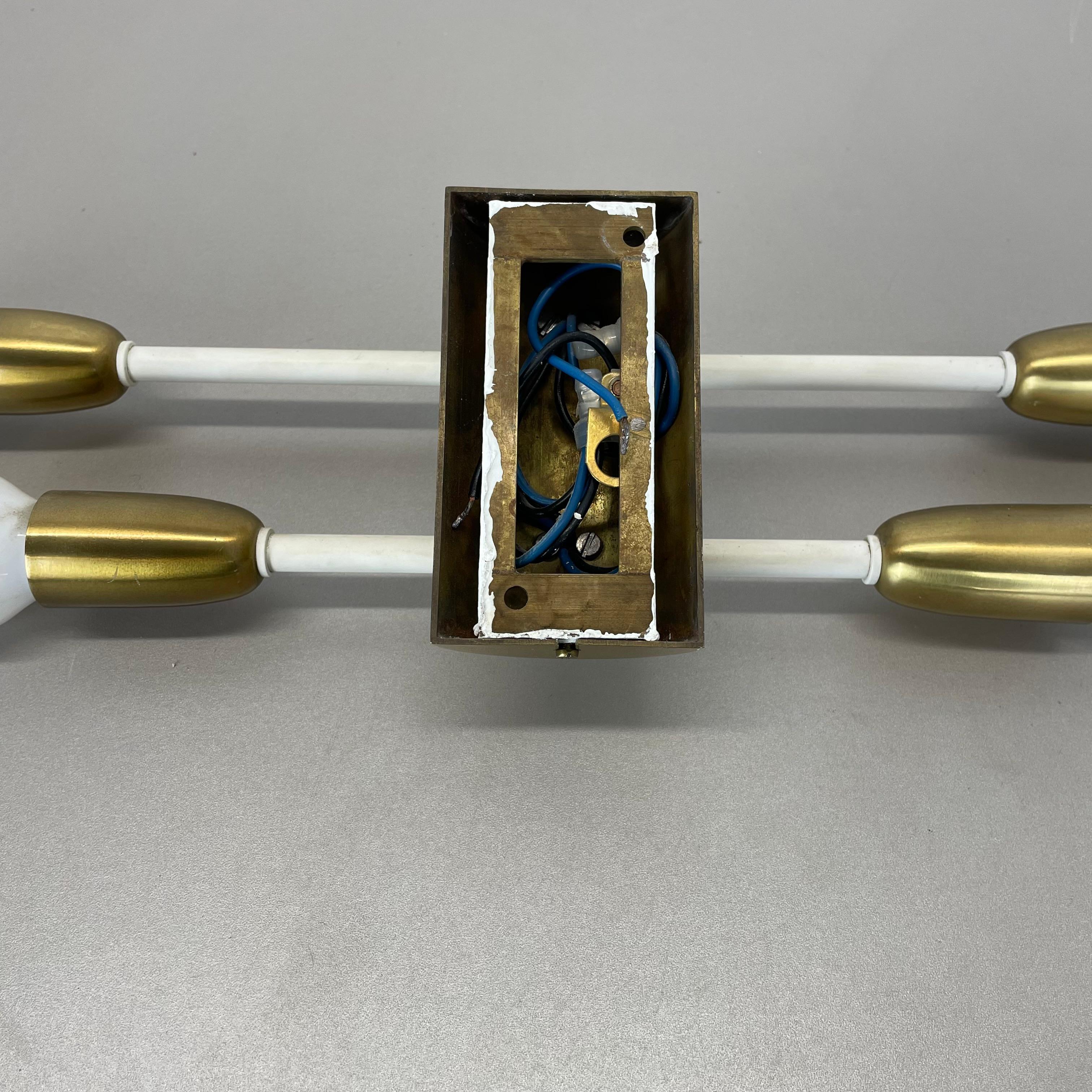rare minimalist 37cm Brass Stilnovo Style Theatre Wall Light Sconce, Italy 1950s For Sale 5