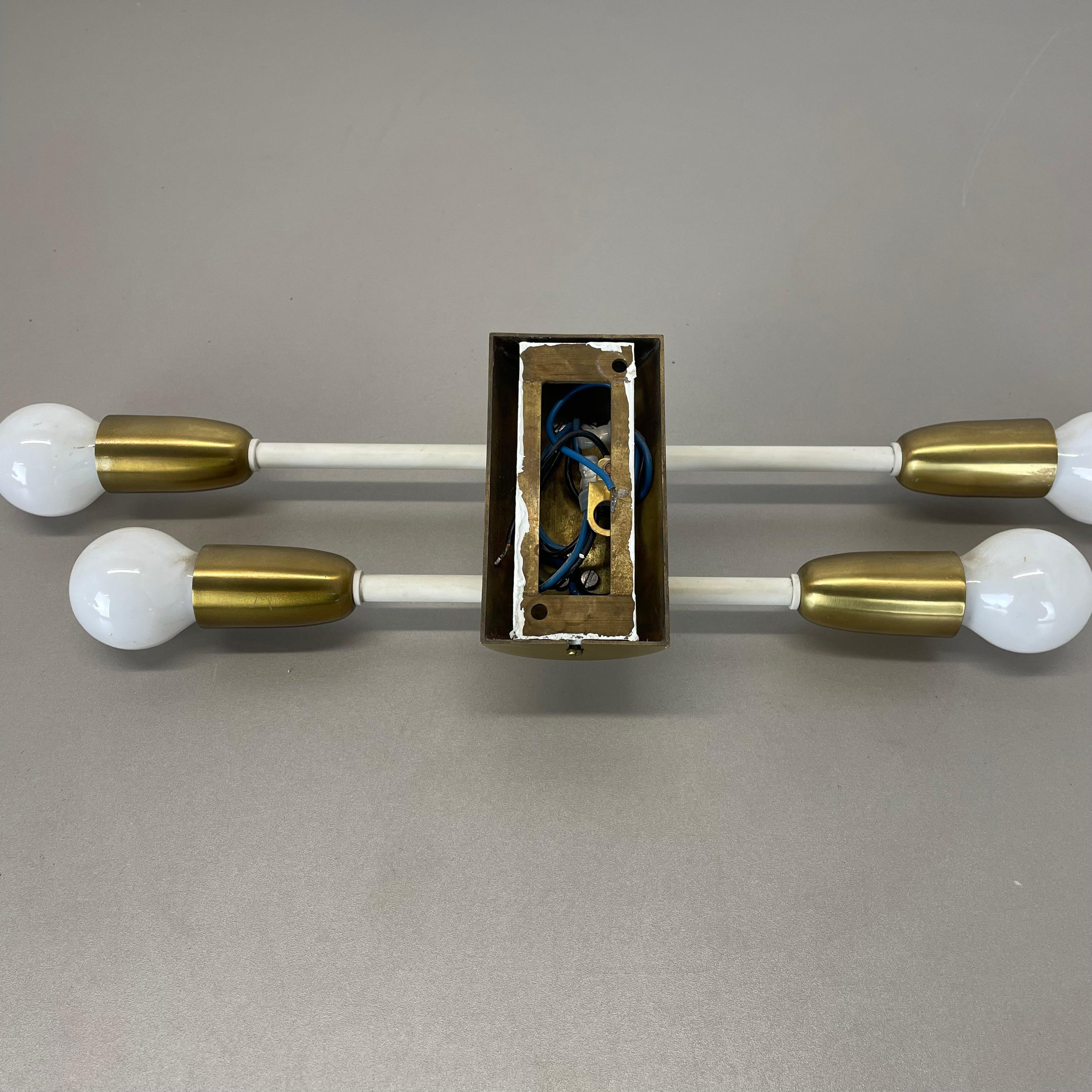 rare minimalist 37cm Brass Stilnovo Style Theatre Wall Light Sconce, Italy 1950s For Sale 6