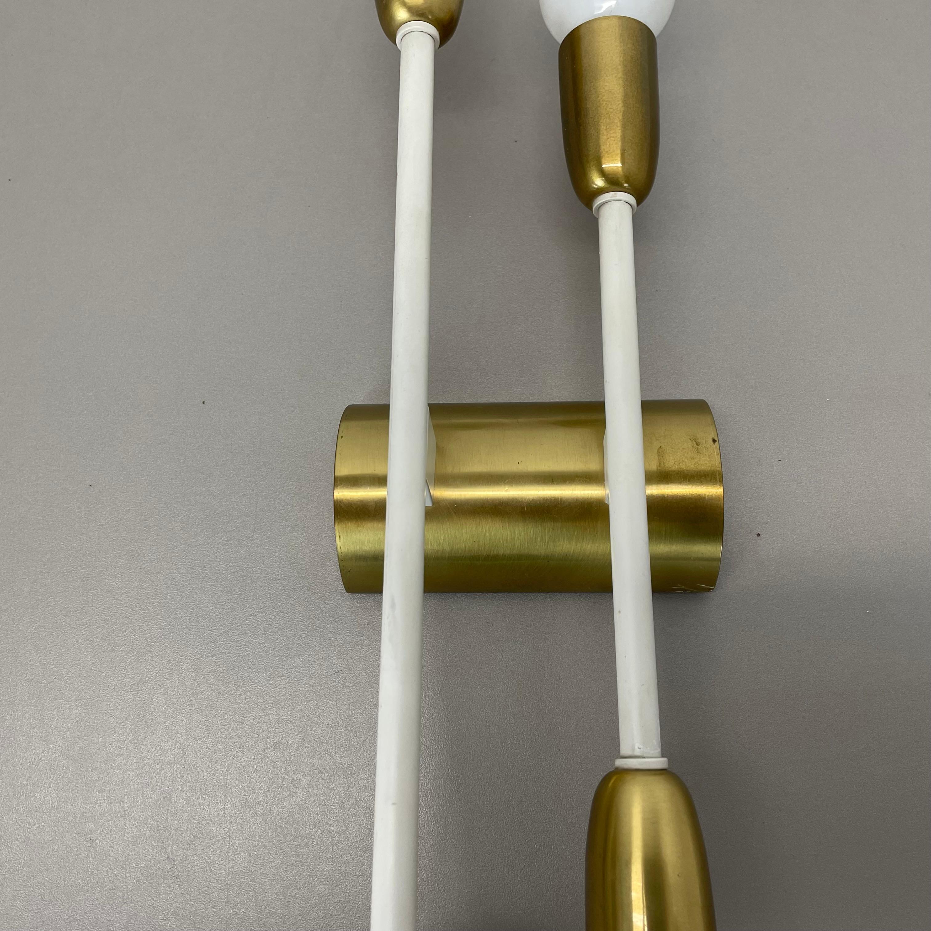 Metal rare minimalist 37cm Brass Stilnovo Style Theatre Wall Light Sconce, Italy 1950s For Sale