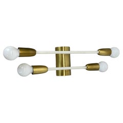 rare minimalist 37cm Brass Stilnovo Style Theatre Wall Light Sconce, Italy 1950s