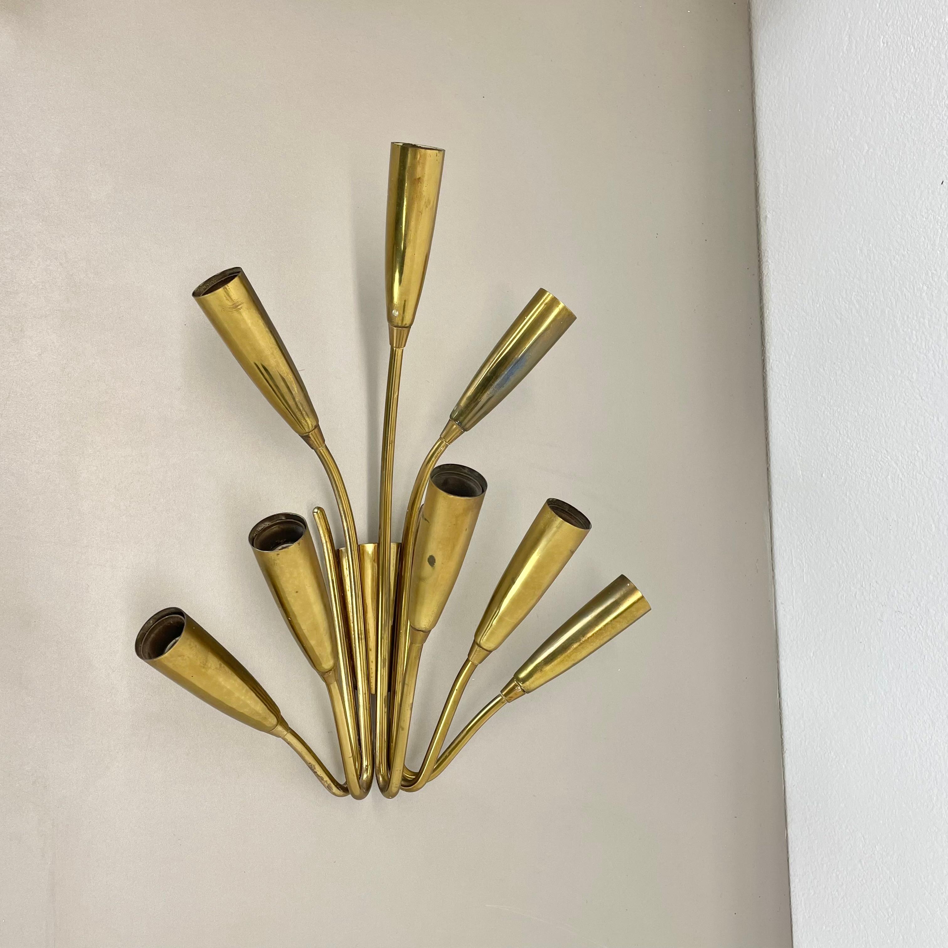 raro minimalista 39cm Ottone Stilnovo Style Teatro Sconce da parete, Italia 1950s in vendita 7