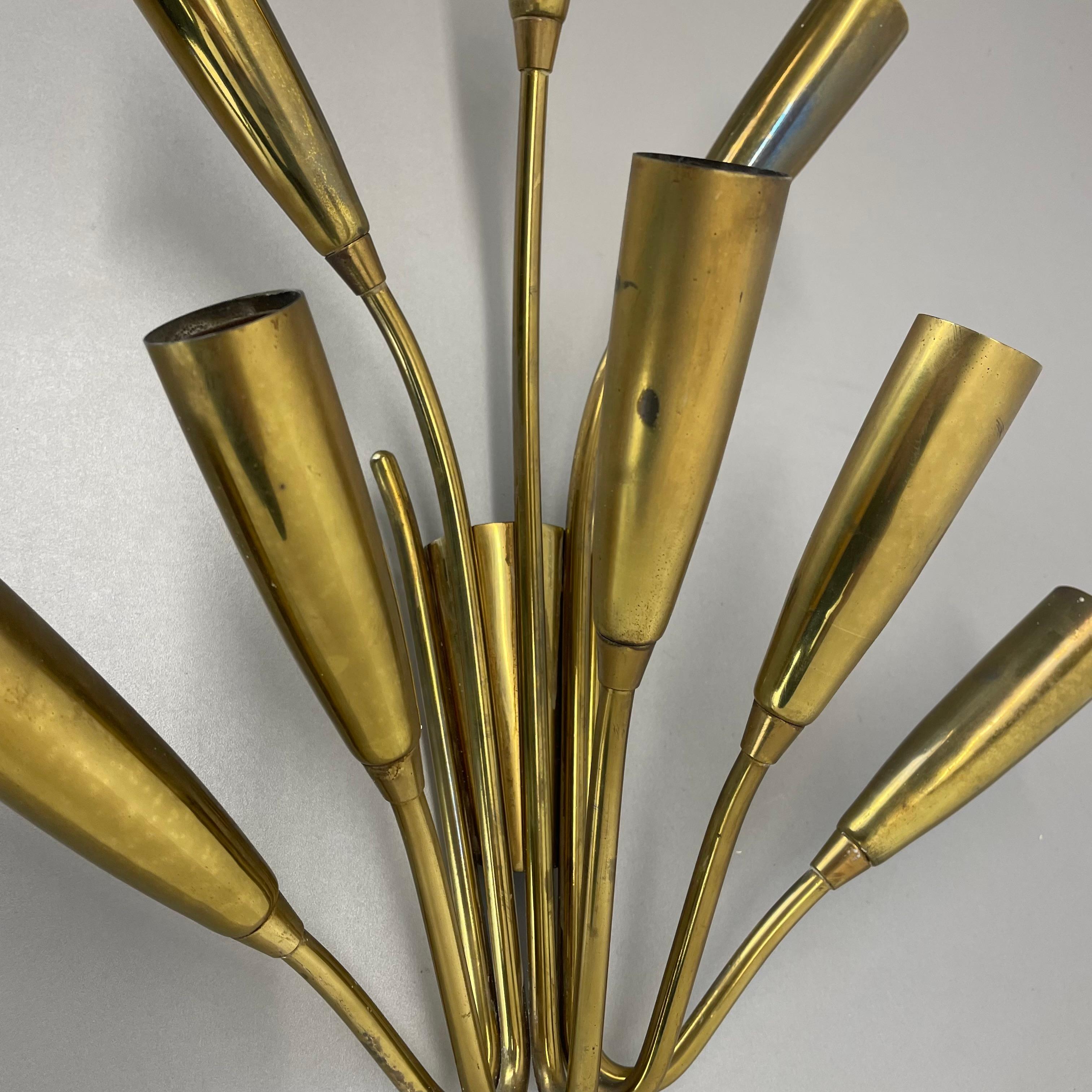 raro minimalista 39cm Ottone Stilnovo Style Teatro Sconce da parete, Italia 1950s in vendita 1