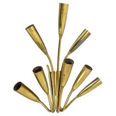 Seltene minimalistische 39 cm Messing-Theater-Wandleuchte im Stilnovo-Stil, Italien 1950er Jahre