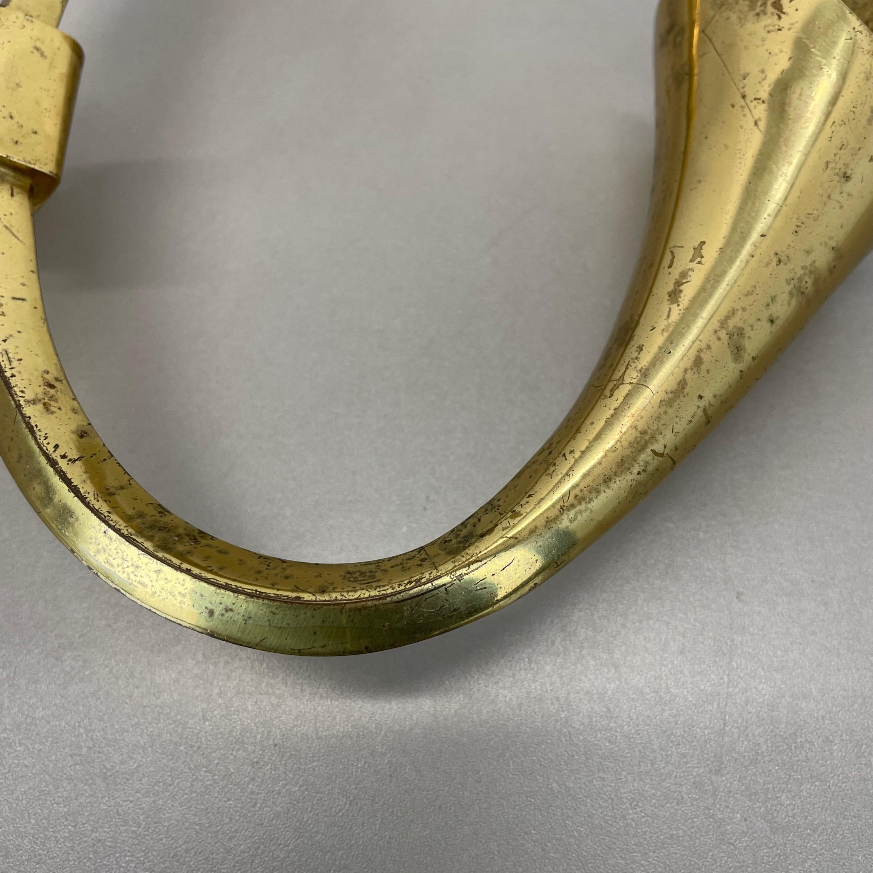 rare minimalist 41cm Brass Stilnovo Style Theatre Wall Light Sconce, Italy 1950s For Sale 6