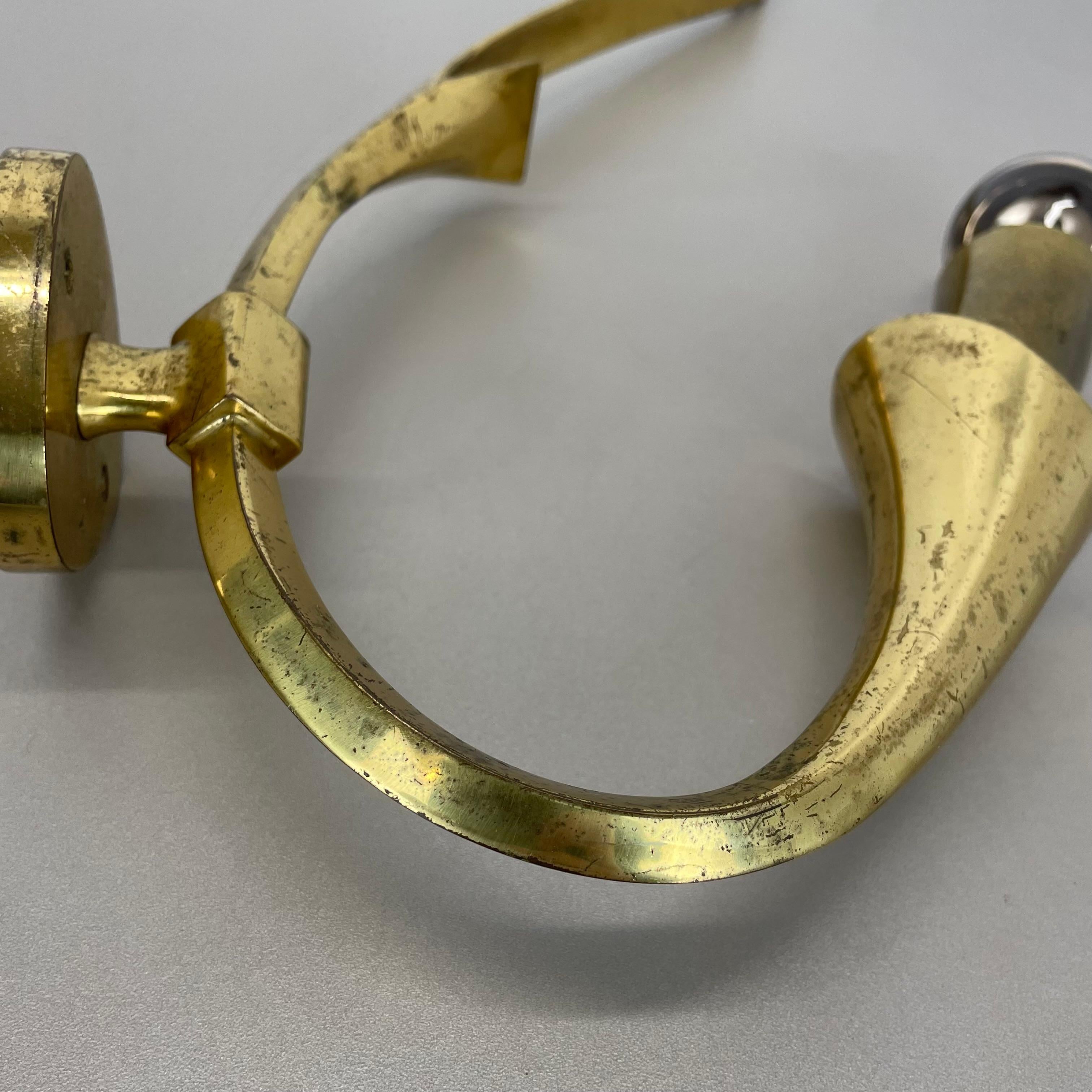 rare minimalist 41cm Brass Stilnovo Style Theatre Wall Light Sconce, Italy 1950s For Sale 10