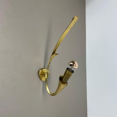 rare minimalist 41cm Brass Stilnovo Style Theatre Wall Light Sconce, Italy 1950s
