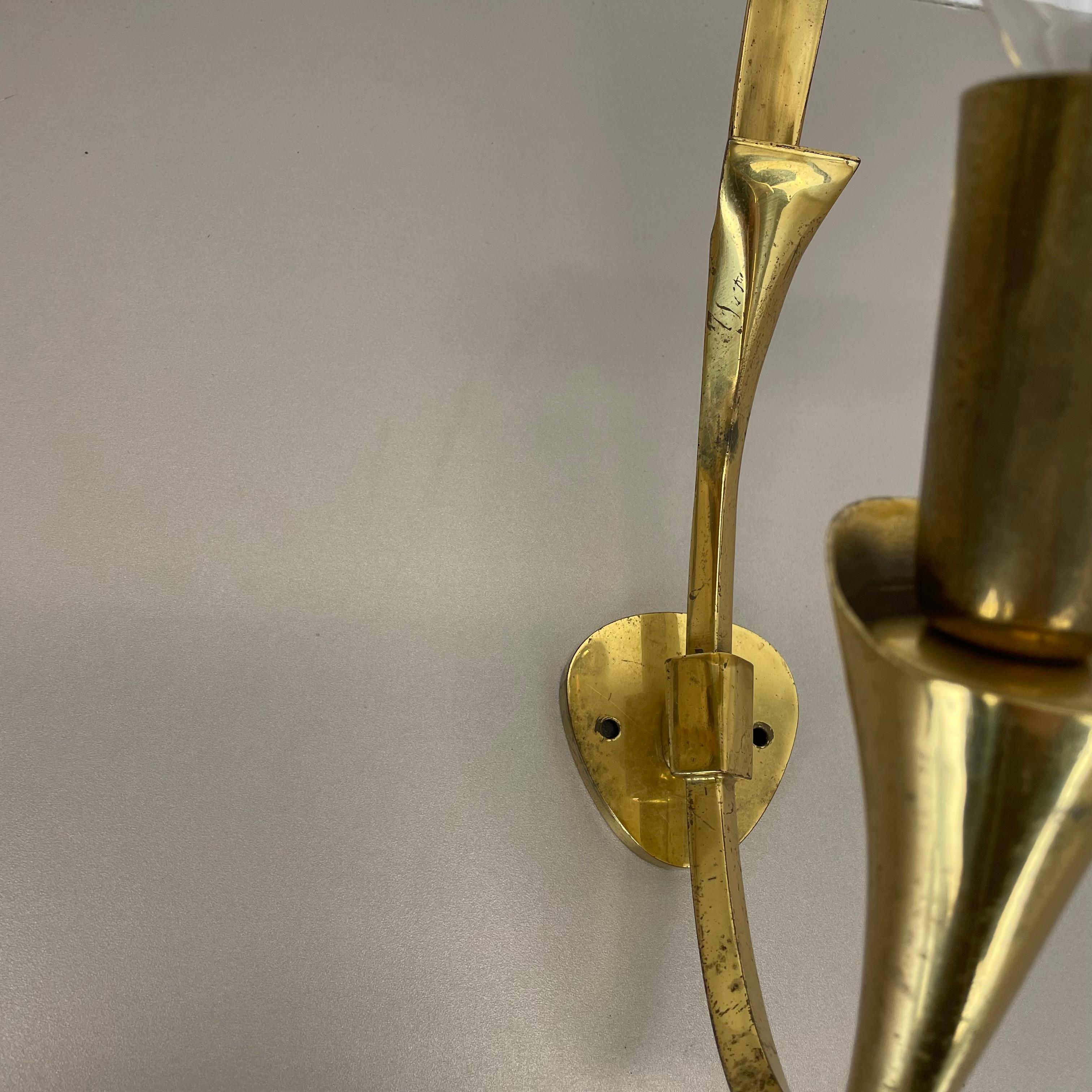 rare minimalist 41cm Brass Stilnovo Style Theatre Wall Light Sconce, Italy 1950s For Sale 1
