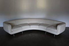 Rare Minotti “Dubuffet” Curved Sofa, in Cream “Pelle” Leather
