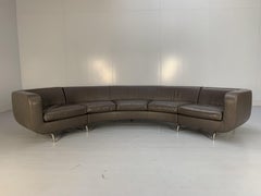 Rare Minotti “Dubuffet” Curved Sofa – in Dark Grey “Pelle” Leather