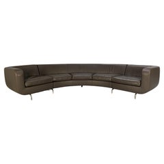 Rare Minotti “Dubuffet” Curved Sofa in Dark Grey “Pelle” Leather