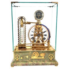 Seltene, neuwertige antike französische Industrieuhr aus dem Jahr 1900 mit „Mystery Water Wheel“-Mechanismus und rollender Kugel